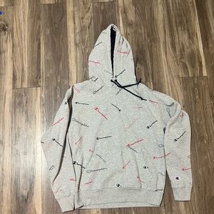Men’s light grey Champion Hoodie. Medium.